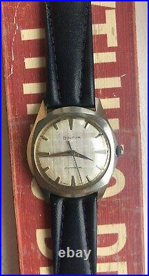 Vintage Bulova Manual Wind Linen Dial Watch
