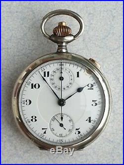 Vintage Little SPLIT SECOND Chronograph Pocket Watch 45mm diameter Chrono ancien