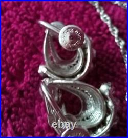 Vintage/antique ESPO Flex argent sterling collier et boucles d'oreilles demi parure