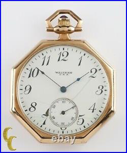 Waltham Octogone Ancien 14k Ouvert Visage Poche Montre Gr 225 12S 17 Bijou