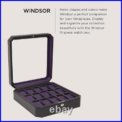 Windsor Boîte de montre 15 pièces, noir/violet Comprend 15 compartiments pour montres et Vega