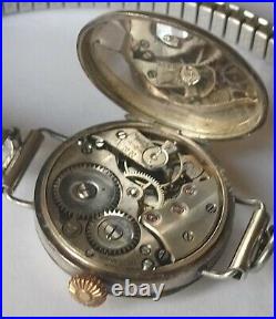 Working 1919 London silver Hallmarked Watch Trench Style Montre-bracelet antique